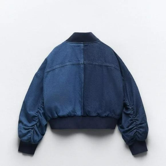 ZARA ZW CONTRAST DENIM BOMBER - Picture 3 of 3